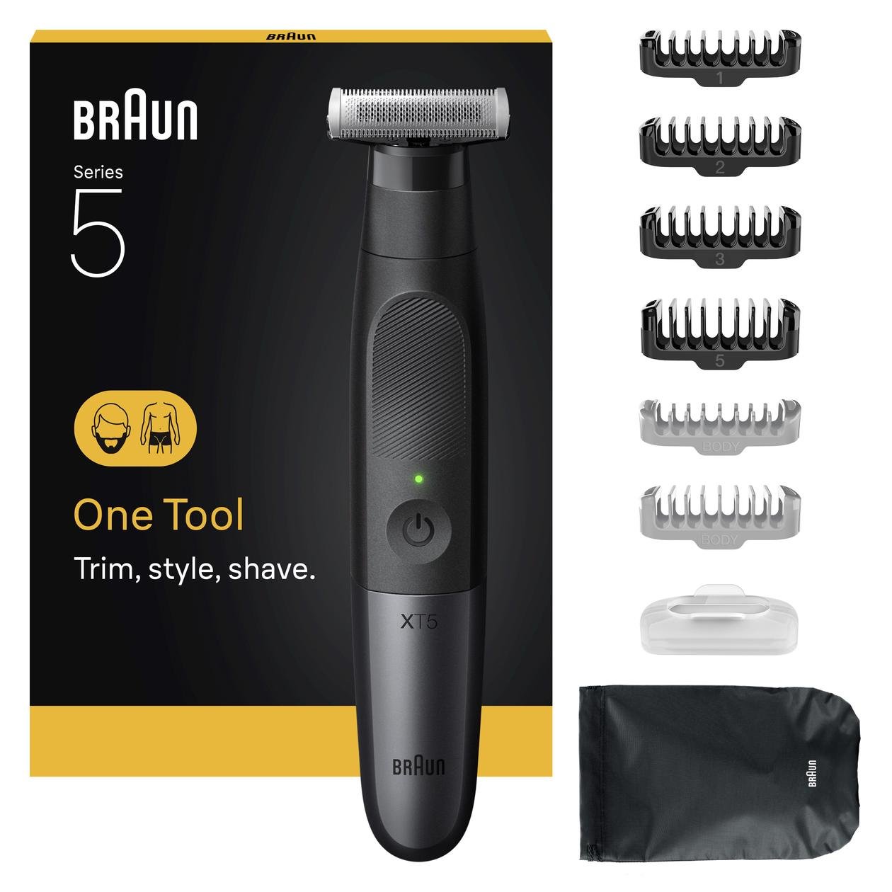 Braun | Face and Body Hair trimmer | XT5200 Series X | Cordless | Wet & Dry | Black/Silver - Image 3