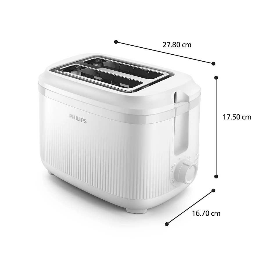 Philips Toaster | HD2511/00 3000 Series | Number of slots 2 | Housing material Metal | White - Image 3
