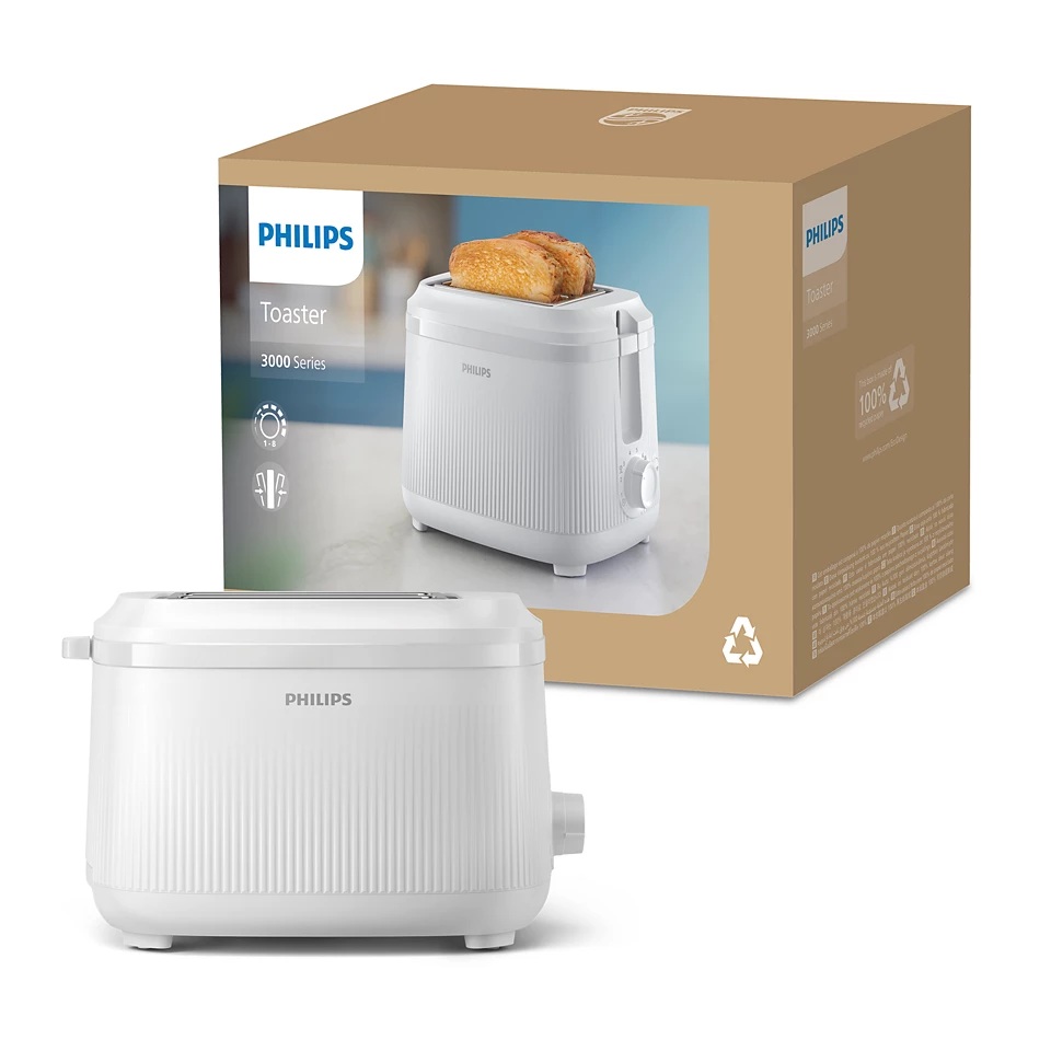 Philips Toaster | HD2511/00 3000 Series | Number of slots 2 | Housing material Metal | White - Image 2