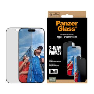 PanzerGlass Screen protector | Apple | iPhone 17/iPhone 16 Pro | Tempered Glass | Transparent | Ultra-Wide Fit w. EasyAligner