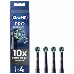 Oral-B Refill Pro Cross Action Replaceable Toothbrush Heads, 4 pcs, Black