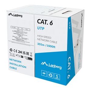 Lanberg | LAN Cable Cat.6 305M Solid CCA Grey Fluke Passed | LCU6-15CC-0305-S