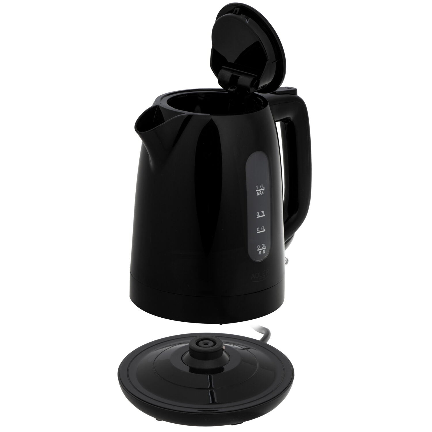 Adler Kettle | AD 1380b | Electric | 2200 W | 1 L | Polypropylene | 360° rotational base | Black - Image 5