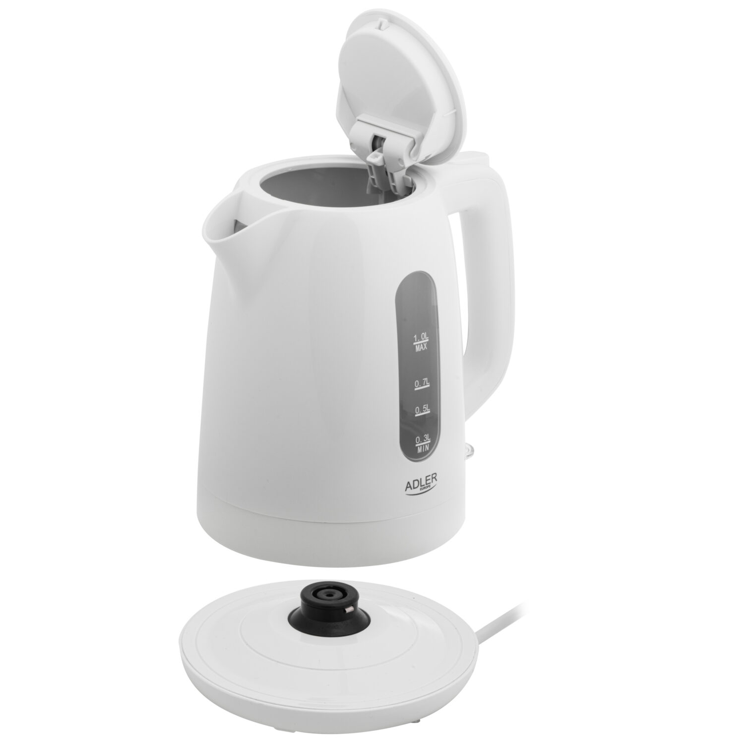 Adler Kettle | AD 1380w | Electric | 2200 W | 1 L | Polypropylene | 360° rotational base | White - Image 5