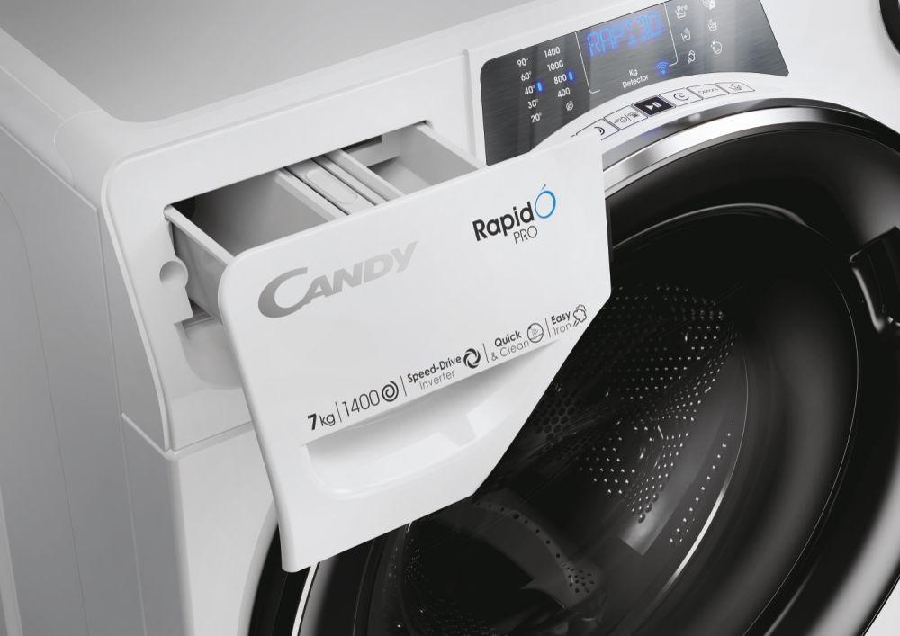 Candy Washing machine | RP4 476BWMBC/1-S | Energy efficiency class A | Front loading | Washing capacity 7 kg | 1400 RPM | Depth 45 cm | Width 60 cm | Display | 6-digit | Steam function | Wi-Fi | White - Image 4