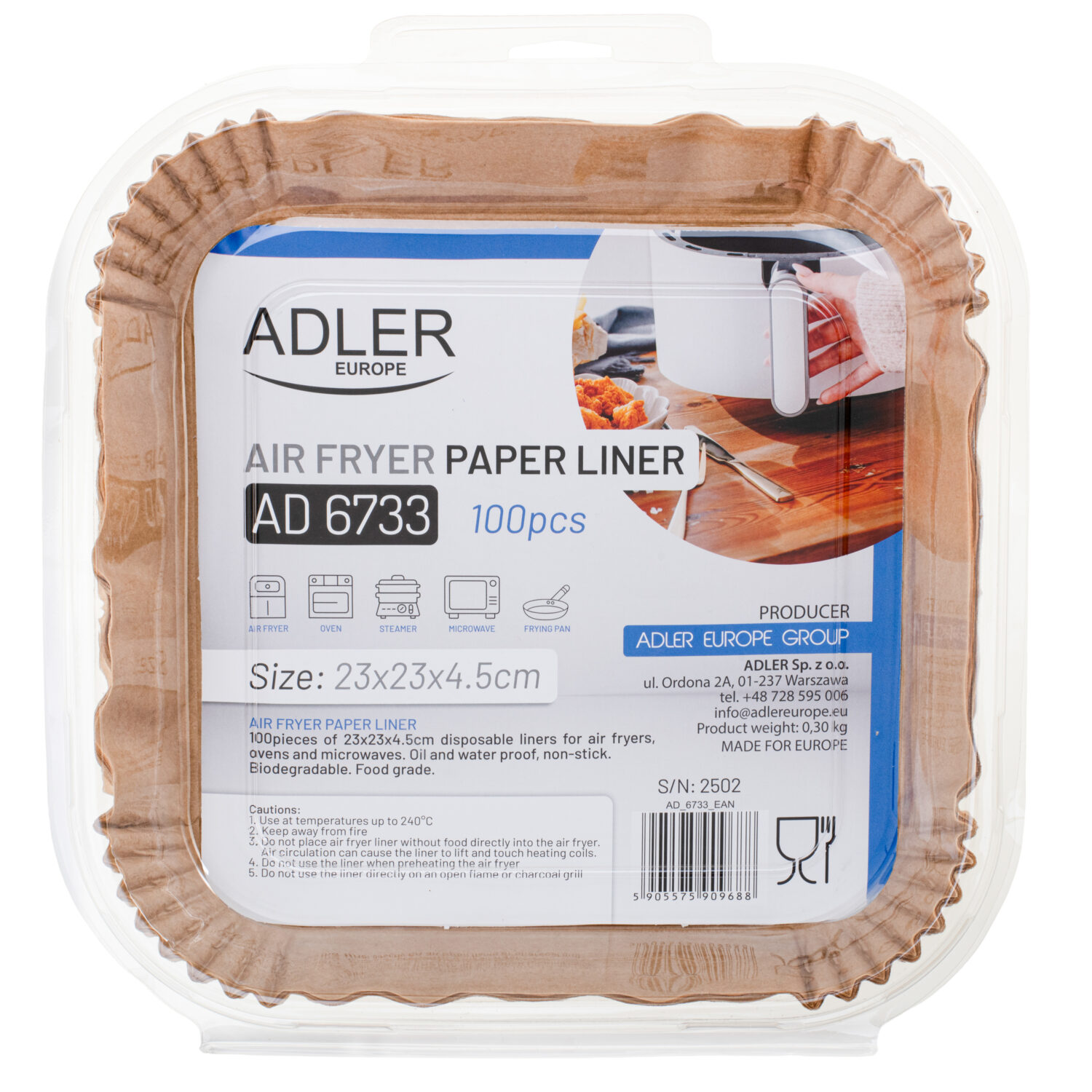 Adler Paper Liners for Air Fryer | AD 6733 | 100 pcs - Image 5