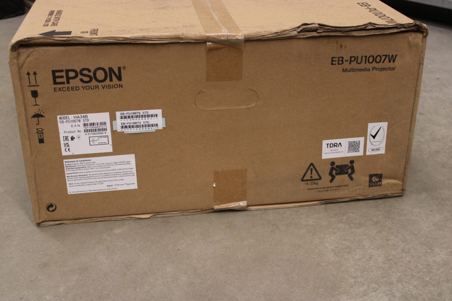 Epson EB-PU1007W | WUXGA (1920x1200) | 7000 ANSI lumens | 2500000:1 | White | DAMAGED PACKAGING | Lamp warranty 12 month(s) - Image 3