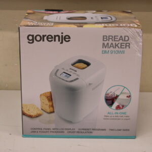 SALE OUT. Gorenje BM910WII Bread maker, Power 550 W, 15 programs, LCD display, White | Gorenje Bread maker | BM910WII | Power 550 W | Number of programs 15 | Display LCD | White | DAMAGED PACKAGING