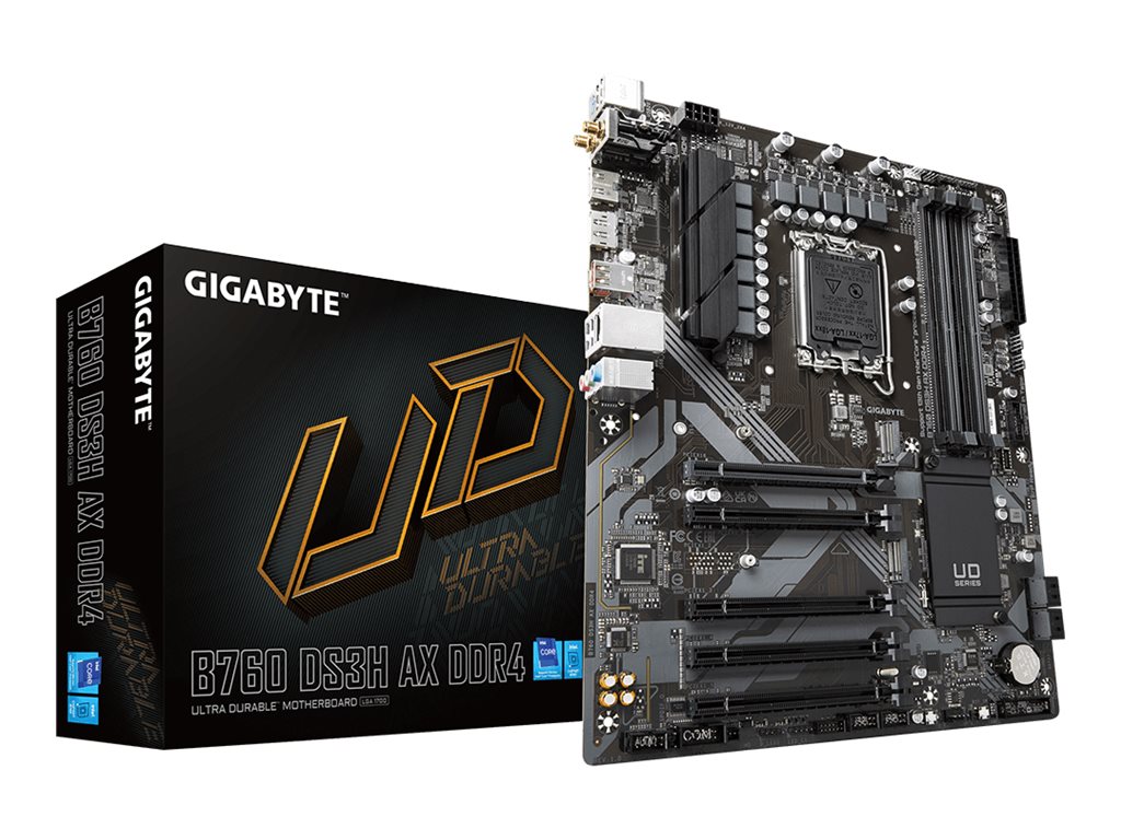Gigabyte B760 DS3H AX DDR4 (rev. 1.x) | Processor family Intel | Processor socket LGA1700 | DDR4 | Supported hard disk drive interfaces M.2, SATA | Number of SATA connectors 2 - Image 5