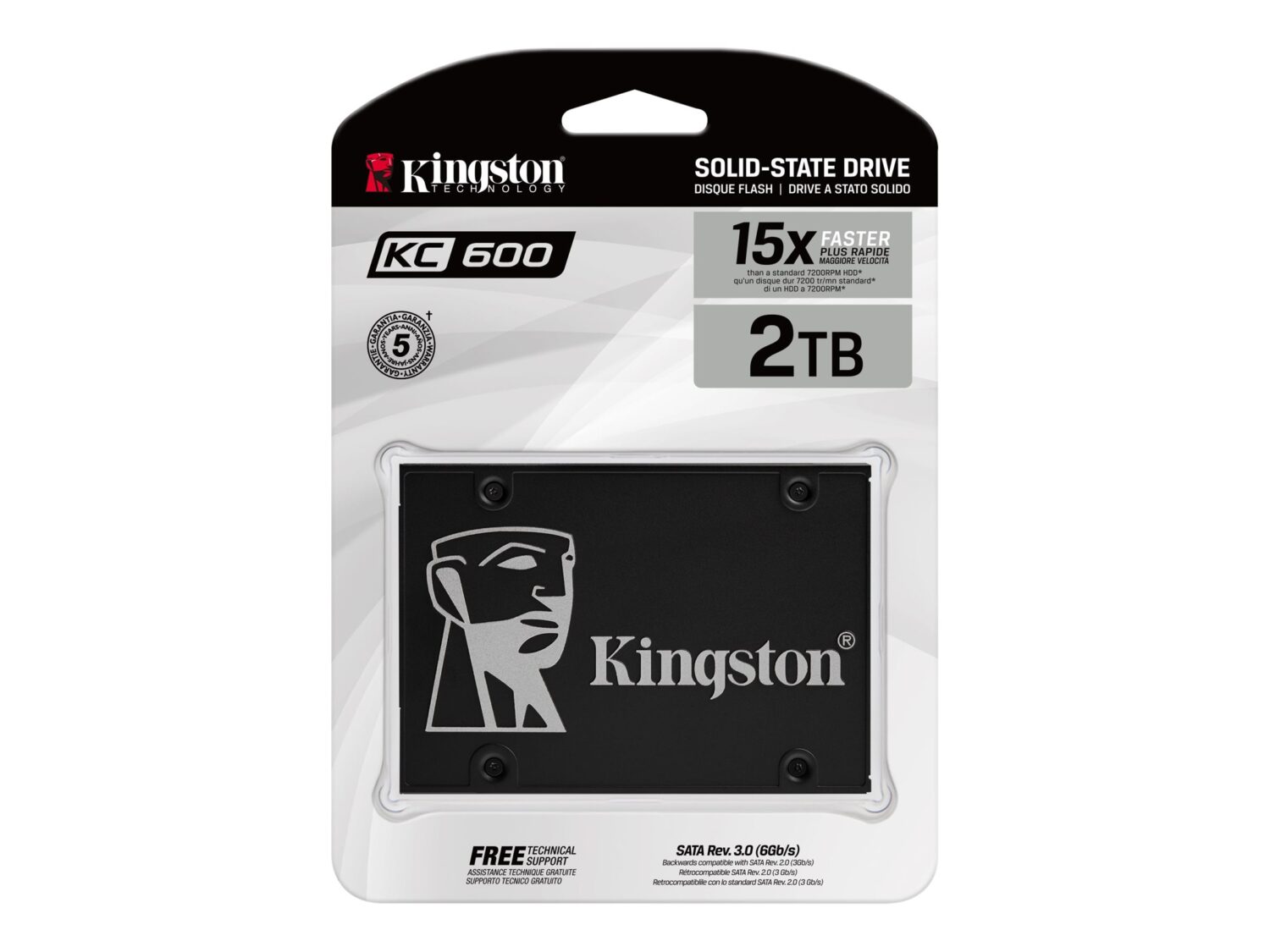Kingston SSD | KC600 | 2048 GB | Solid-state drive interface SATA Rev. 3.0 (6Gb/s) | Read speed 550 MB/s | Write speed 520 MB/s - Image 3