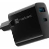 Natec Ribera USB Charger, 1x USB-A, 1x USB-C, 65W | NUC-2145