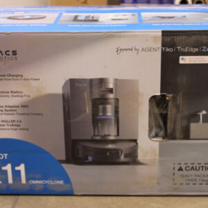 SALE OUT. Ecovacs DEEBOT X11 OMNICYCLONE EU Vacuum & mop, Wet&Dry,with new bagless All-in-One OmniCyclone station, Black (with brown shimmer | Ecovacs Robot Vacuum Cleaner with New Bagless All-in-One OmniCyclone Station | DEEBOT X11 OMNICYCLONE EU | Wet&Dry | 6400 mAh | 19500 Pa | Black | DAMAGED PACKAGING, USED, DIRTY