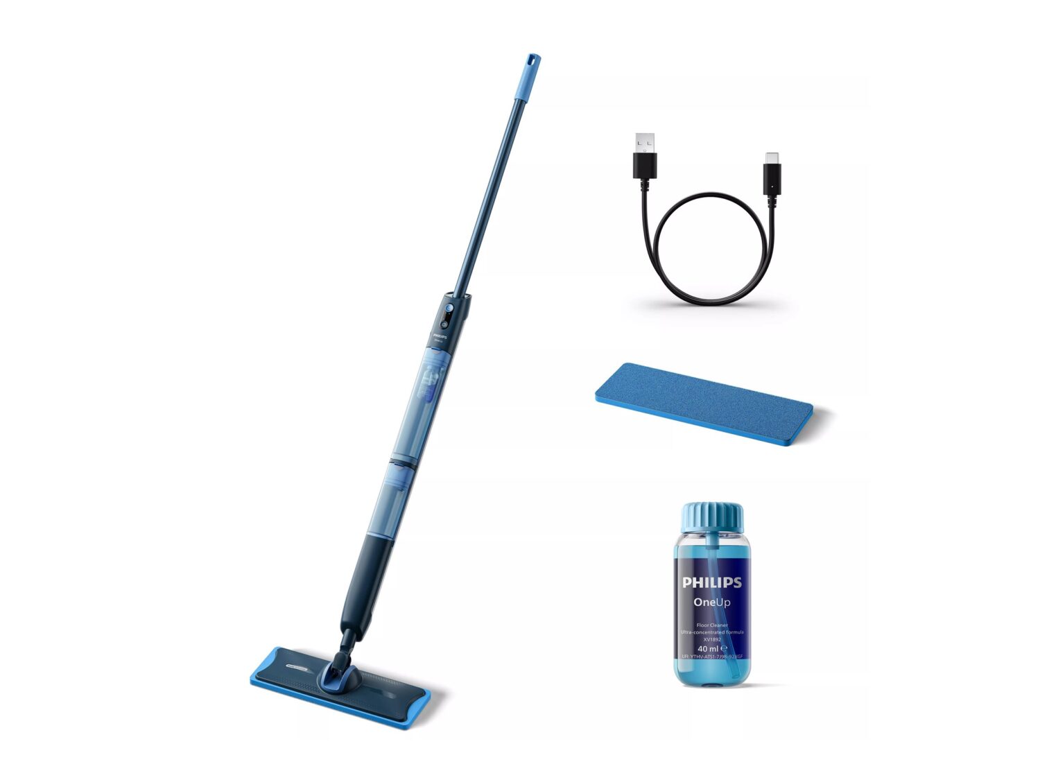 Philips XV5113/01 OneUp 5000 Series Electric Mop, Blue/Black