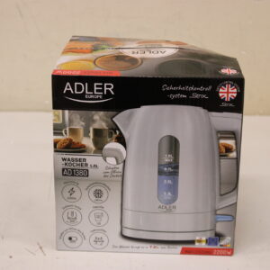 SALE OUT. Adler AD 1380w Electric kettle, Plastic, 1 L, White | Adler Kettle | AD 1380w | Electric | 2200 W | 1 L | Polypropylene | 360° rotational base | White | DAMAGED PACKAGING