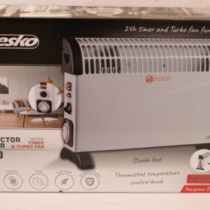 SALE OUT. Mesko MS 7741w Convector Heater with Timer and Turbo Fan, 3 Heating Powers: 750W-1250W-2000W, Grey | Mesko Convector Heater with Timer and Turbo Fan | MS 7741w | Convection Heater | 2000 W | Number of power levels 3 | White | DAMAGED PACKAGING, SCRATCHED ON FRONT